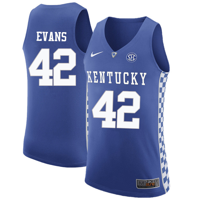 Men Kentucky Wildcats #42 Bill Evans College Basketball Jerseys-Blue